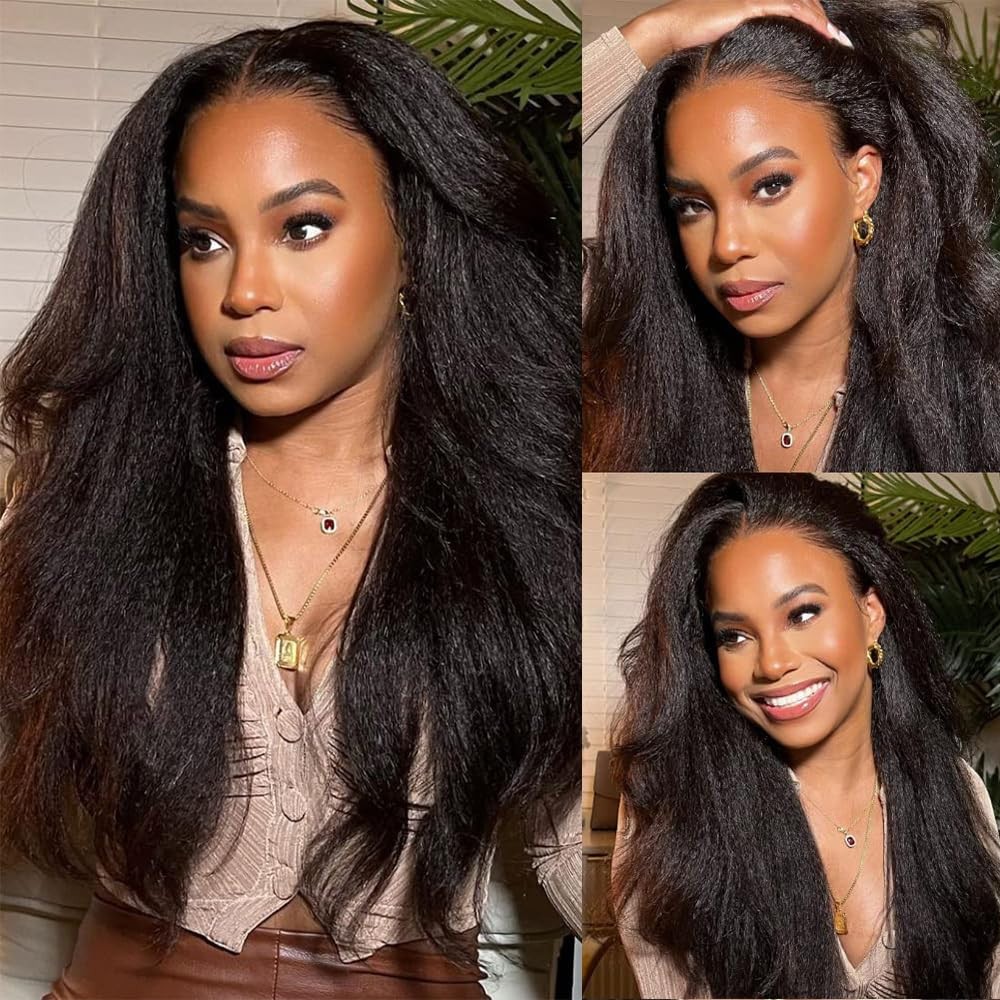 Transparent Lace Human Hair 13×6 Natural Color Kinky Straigh for Women
