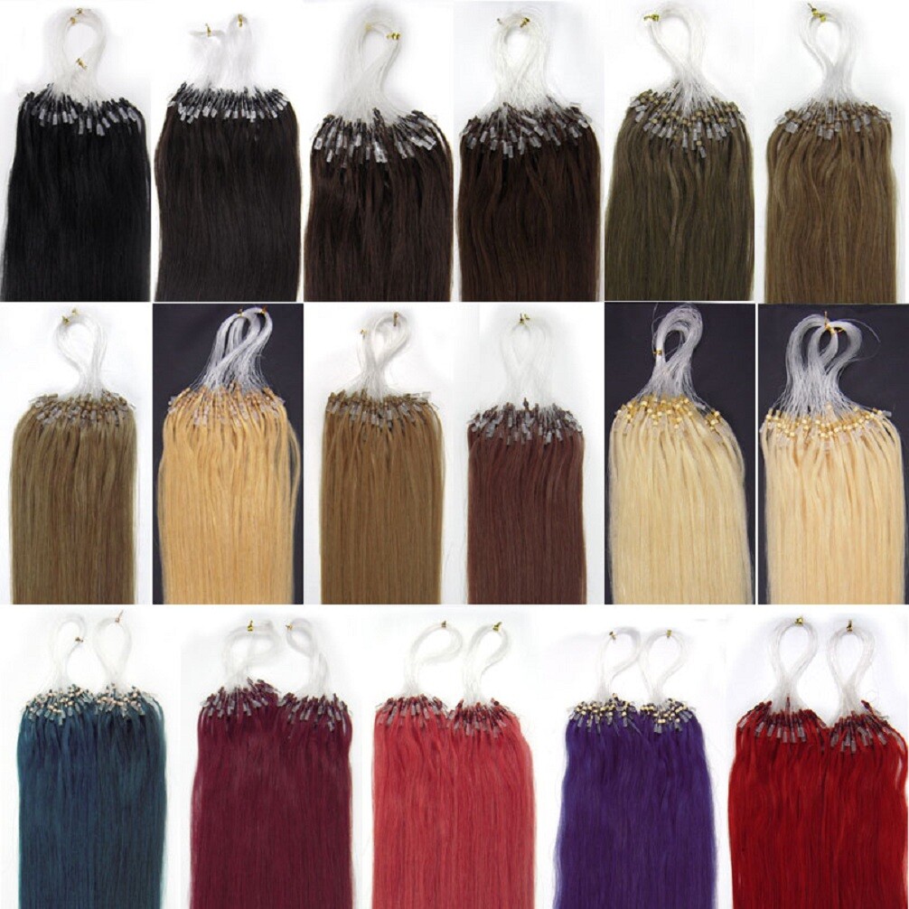 Micro Ring Loop Link Silicone Micro Beads Tip Hair Extensions100%Real Human Hair