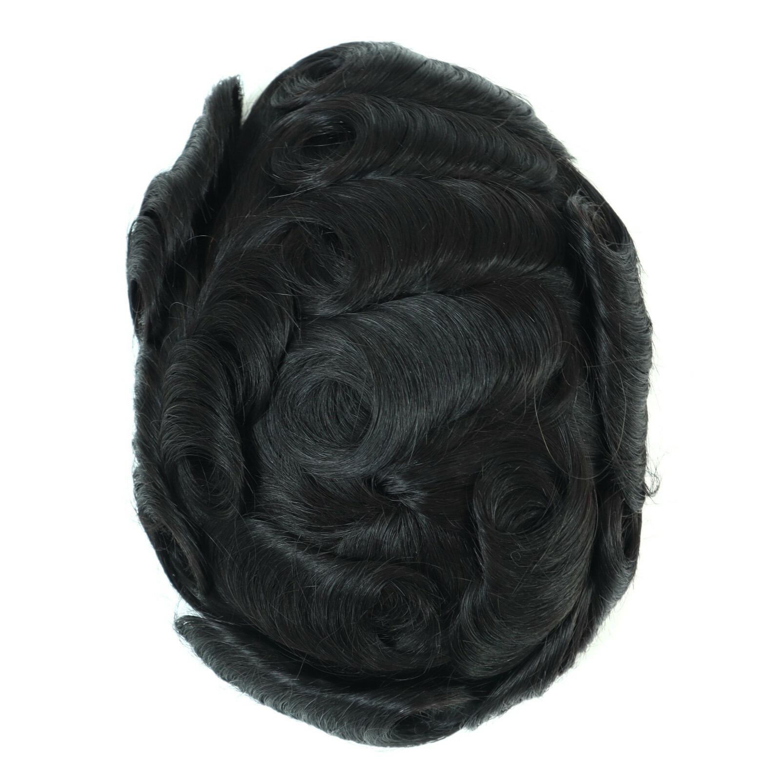 Human Hair Systems Remy Hair Hairpiece Fine Mono Poly Skin Toupee #1B US Sellers