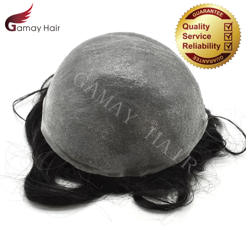 Mens Toupee Invisible Real Human Hairpiece Full Poly Thin Skin PU Wigs 8×10