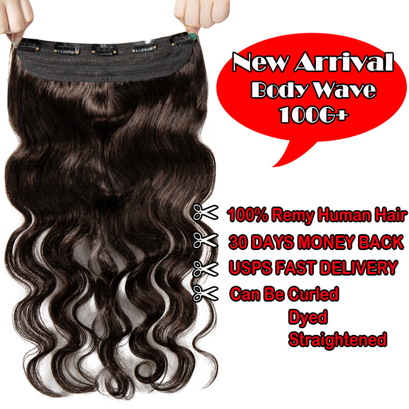 120G Real Remy Clip in Human Hair Extensions One Piece 3/4 Full Head Invisible