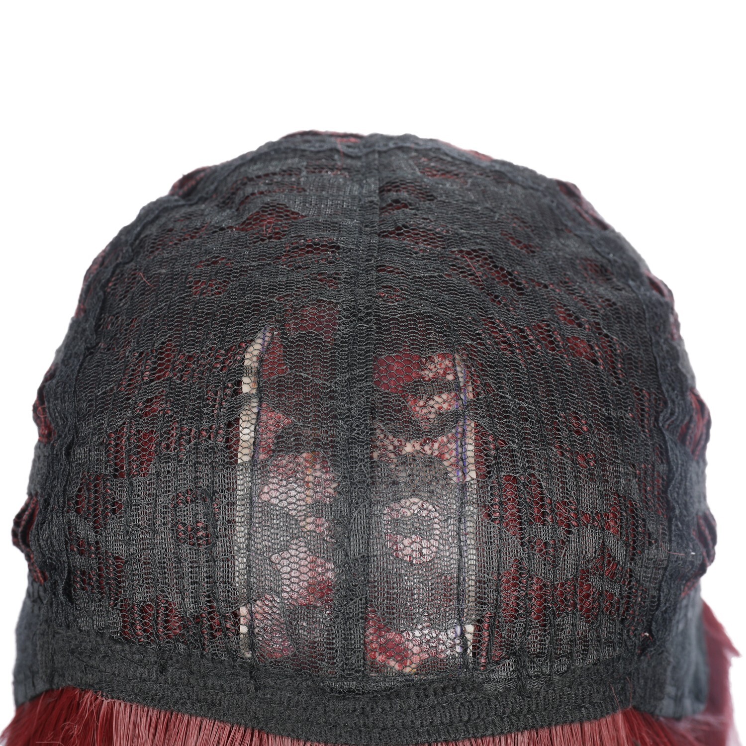 Wine Red Hair Wig With Bangs Women Hairpieces Beauty High Temperature Fiber