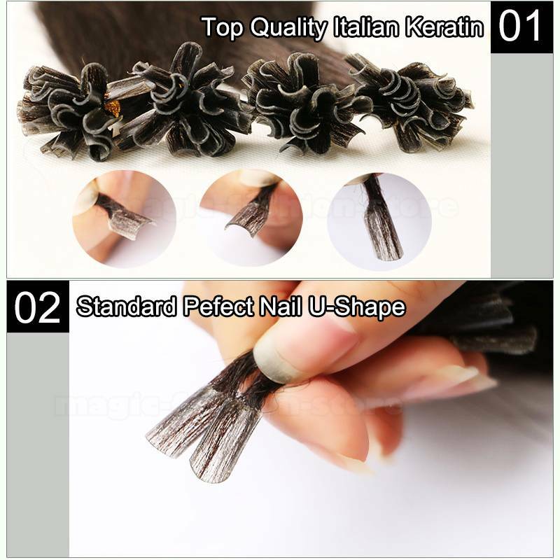 CLEARANCE Human Hair Extensions Pre Bonded U-Tip Nail Keratin Remy Hair Thick 1G