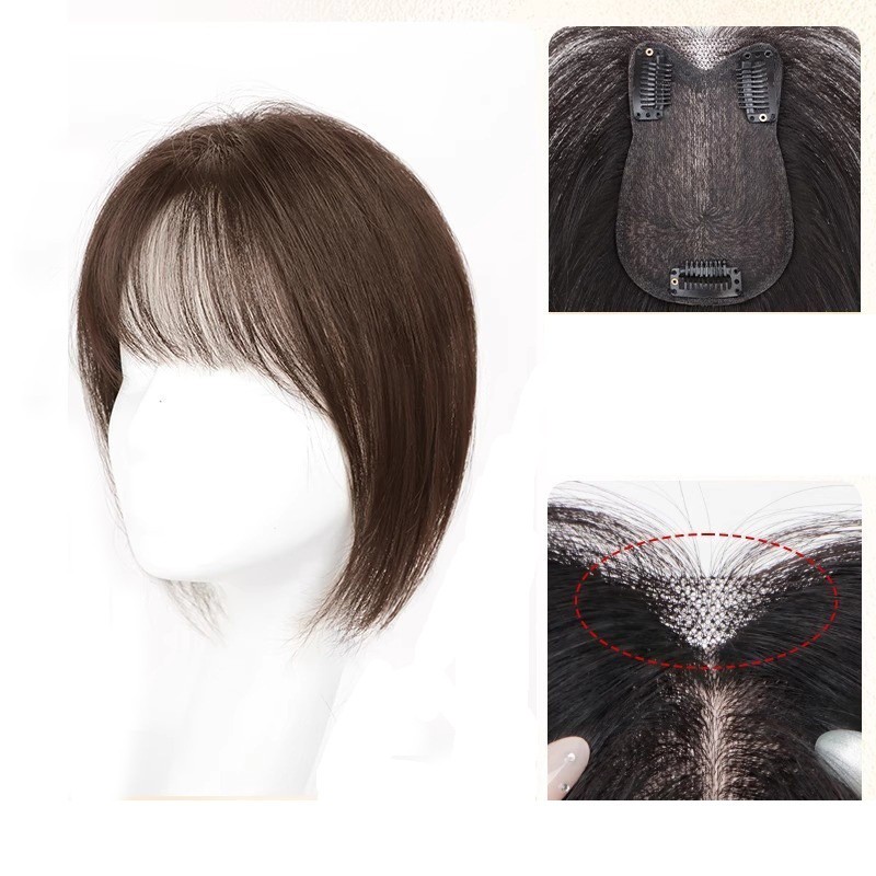 Clip In Human Hair Straight Bangs Toppers For Women Thinner Hair Replacement