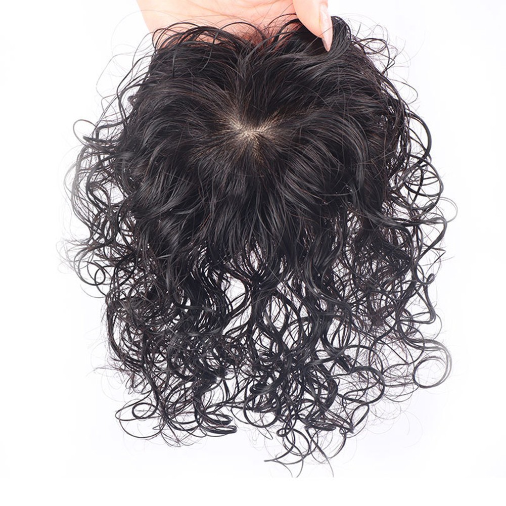 Silk Base Curly Wavy Clip In Human Hair Toppers -Loss Thin Hair Top Replacement