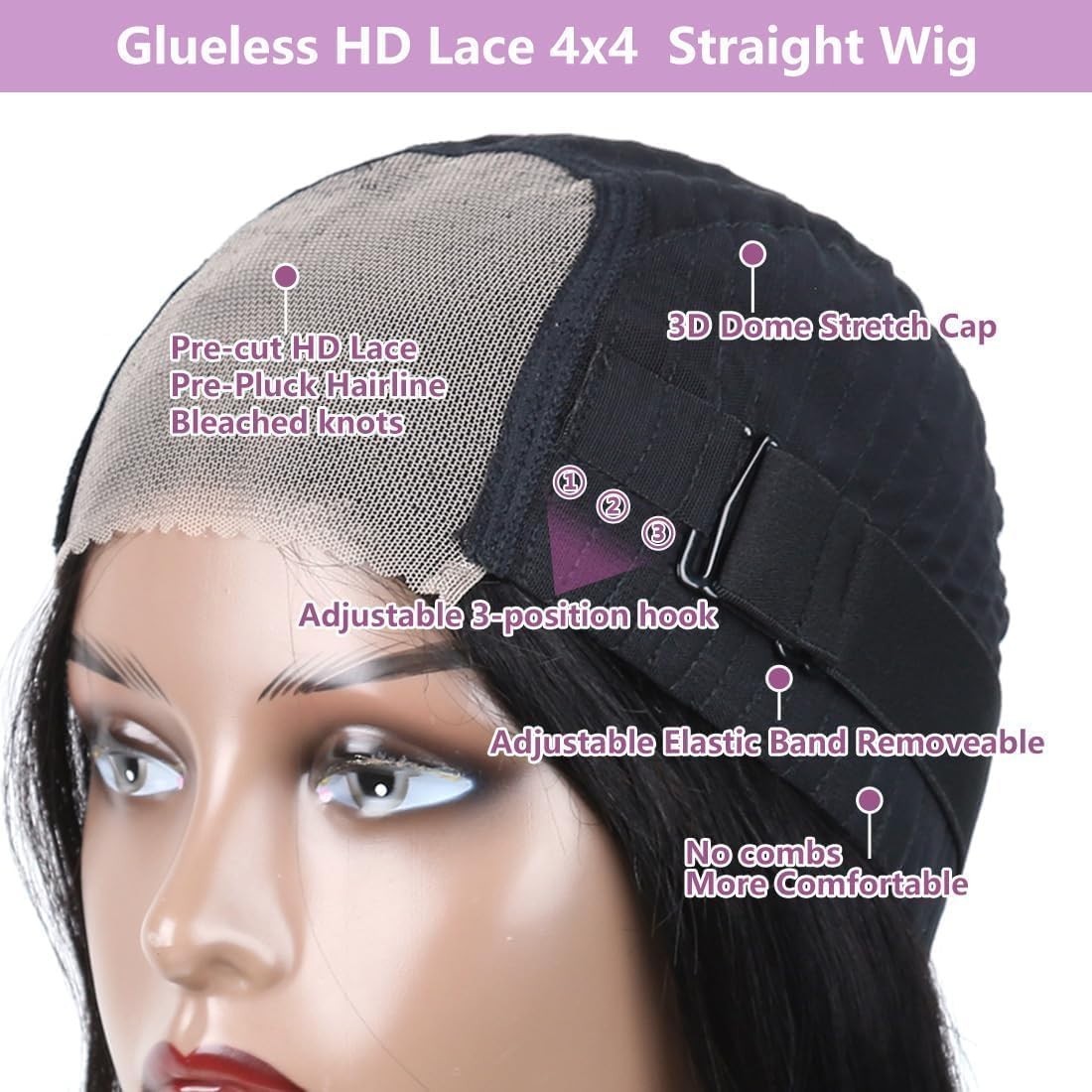 4×4 Bob Wig Human Hair Glueless Wig Human Hair Pre Plucked Pre Cut Lace Straight