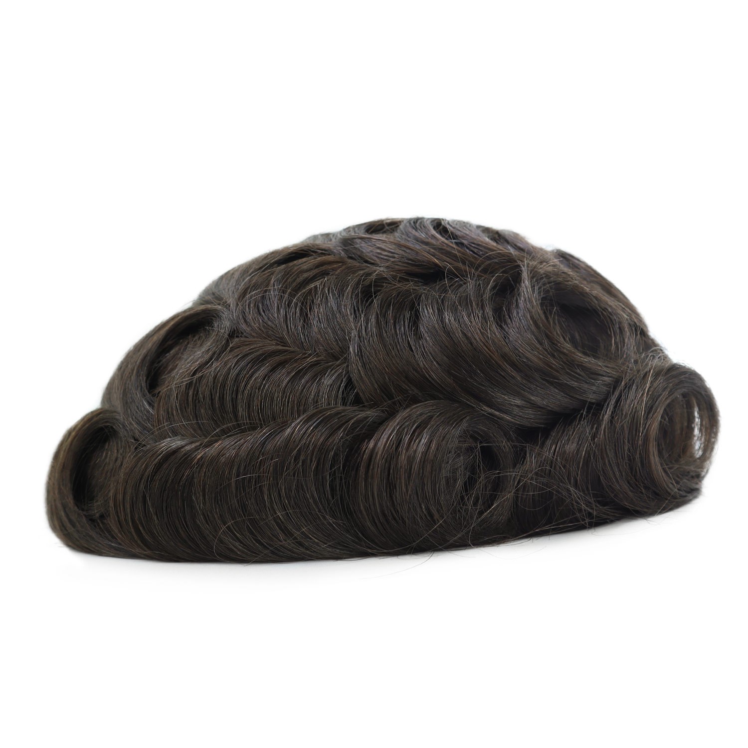 Toupee for Men Human Hair System 0.05mm Thin Skin Dark Brown Hair Pieces #2