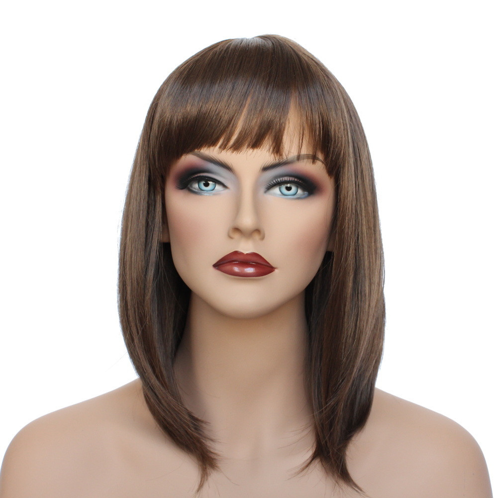 Classic Cap women Synthetic Straight Medium Brown full wig HengFeng ZP22