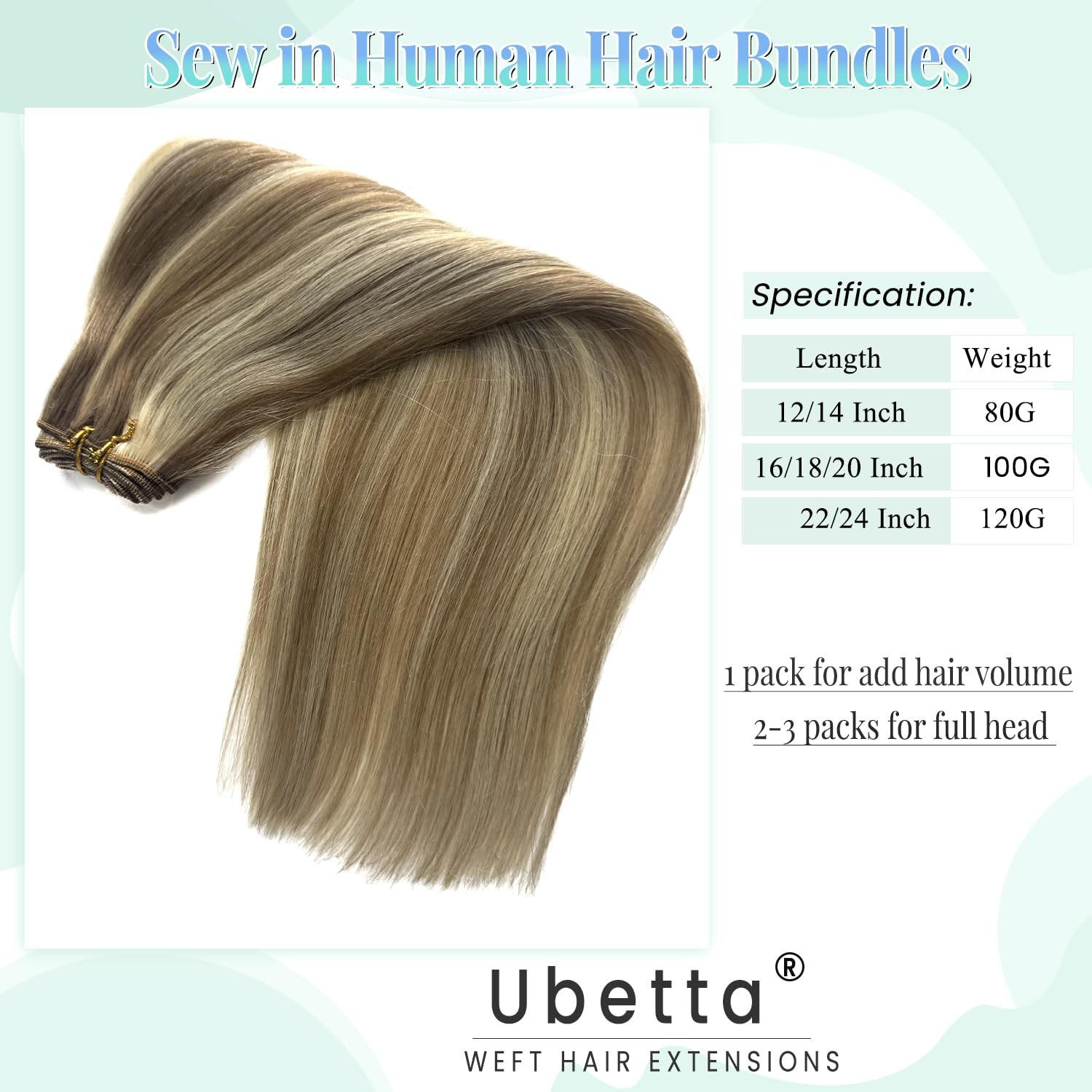 Ubetta Sew In Hair Extensions Real Human Hair 20 Inch Weft Extensions Real Remy