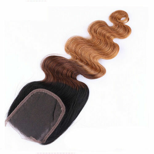 RUSSIAN VIRGIN 3TONES OMBRE ROOT HAIR 1B/4/27# 3/4/5BUNDLES+CLOSURE12A BODY WAVE