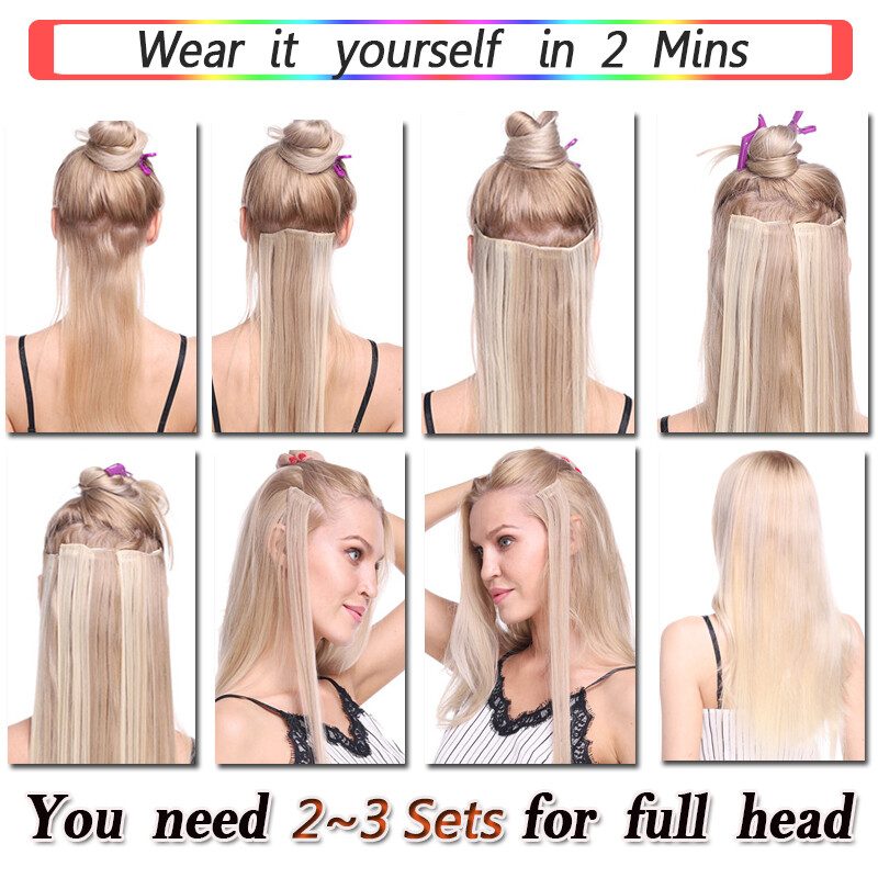 Clip In 100% Remy Real Human Hair Extensions Full Head Highlight Ombre US 8″-24″