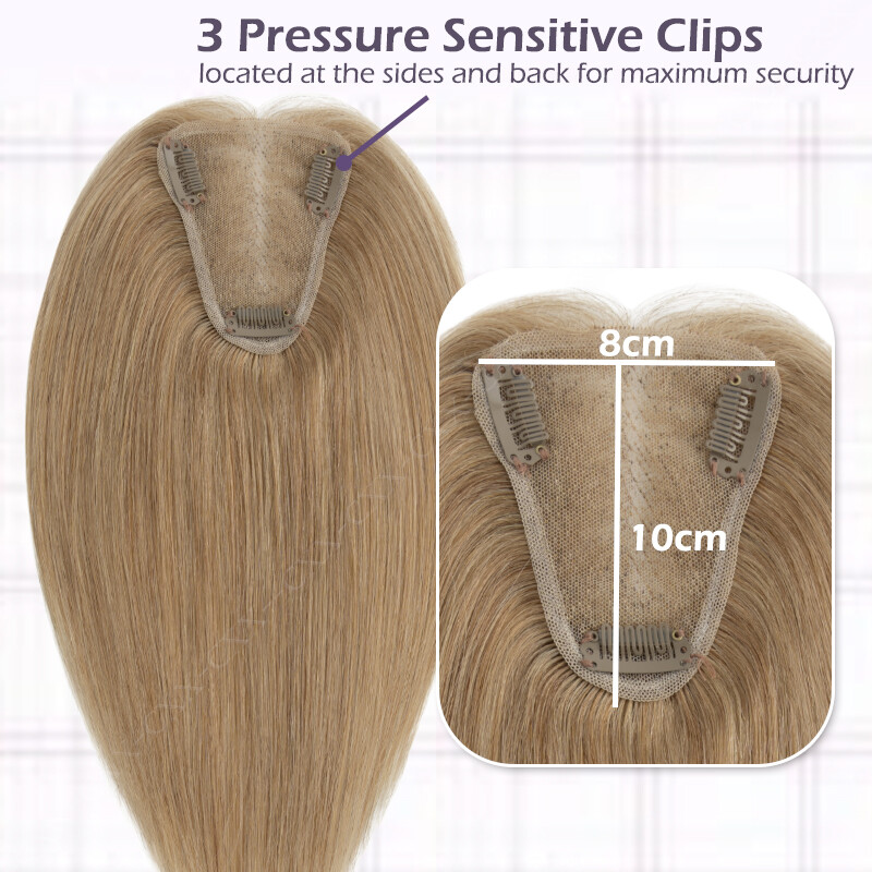 8x10cm Swiss Lace Clip in Topper Remy Human Hair Women Toupee Free-Part Straight