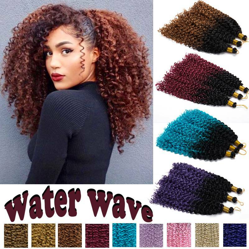 Full Head BoB Kinky Curly Water Wave Crochet Hair Extensions Marley Weaving US