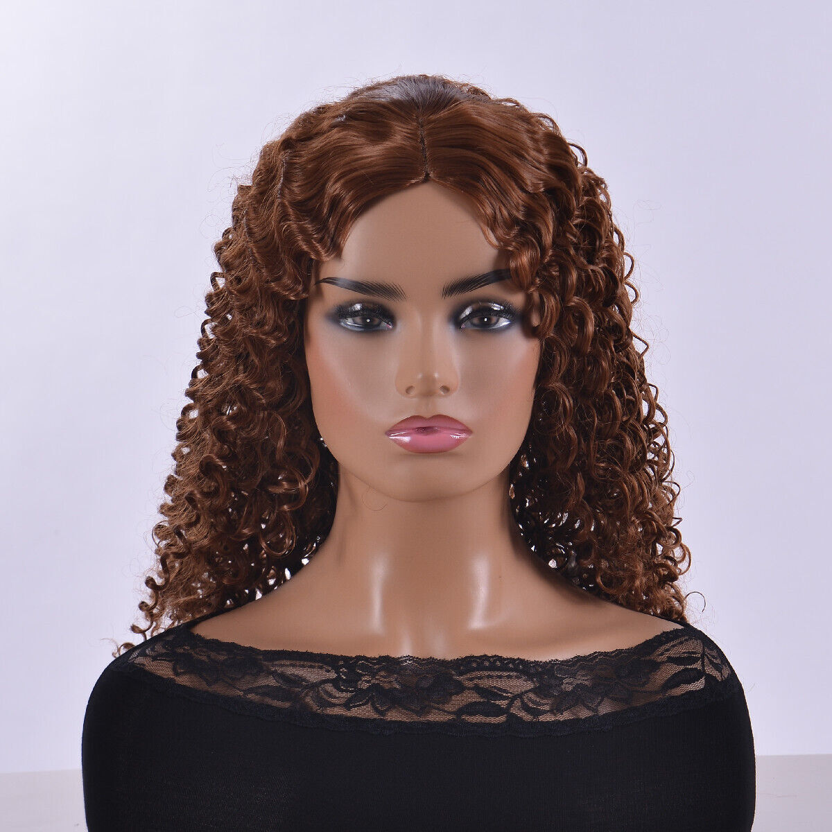 Women’s Curly Wavy Chest Long Wigs Blonde Brown Synthetic Medium length Hair