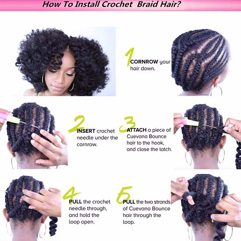 Water Wave Kinky Curly Crochet Braiding Hair Extensions 14 Inch 6 Bundles Black