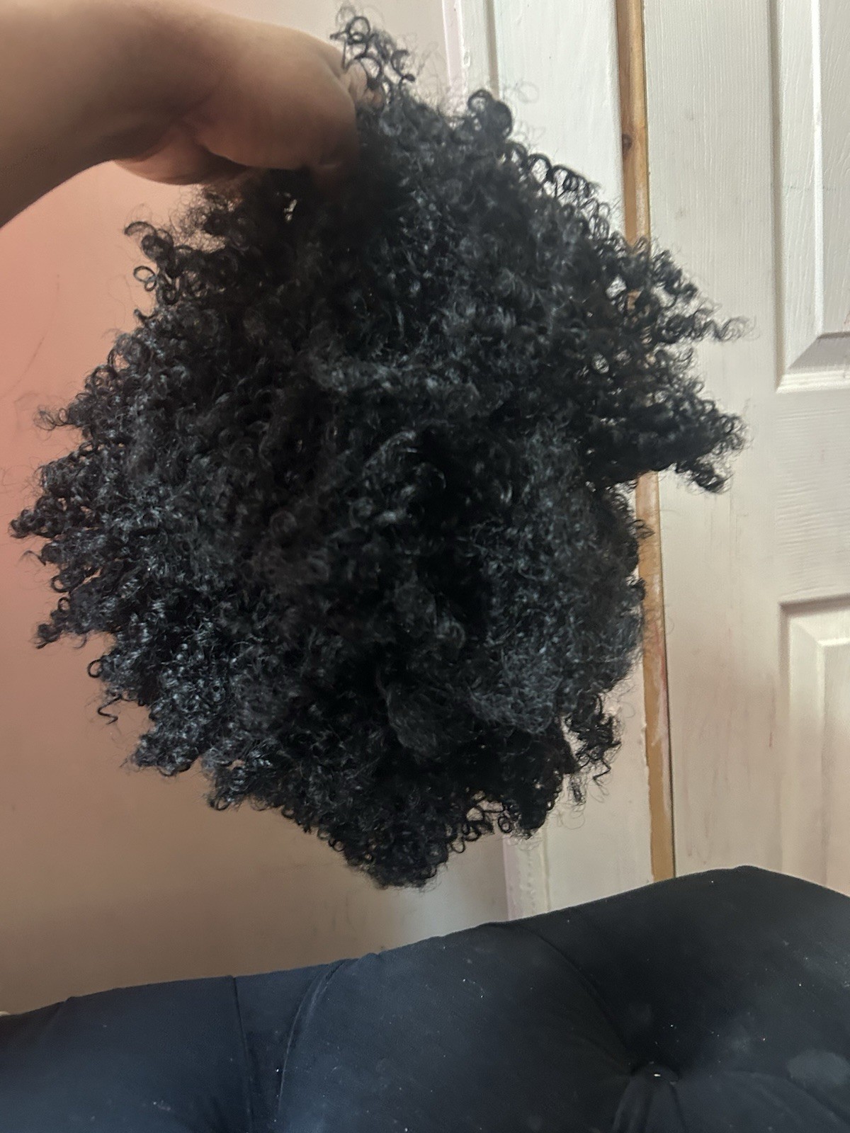 Clip-In Curly Black Synthetic Hairpiece/Toupee 8 in Classic Cap One Size