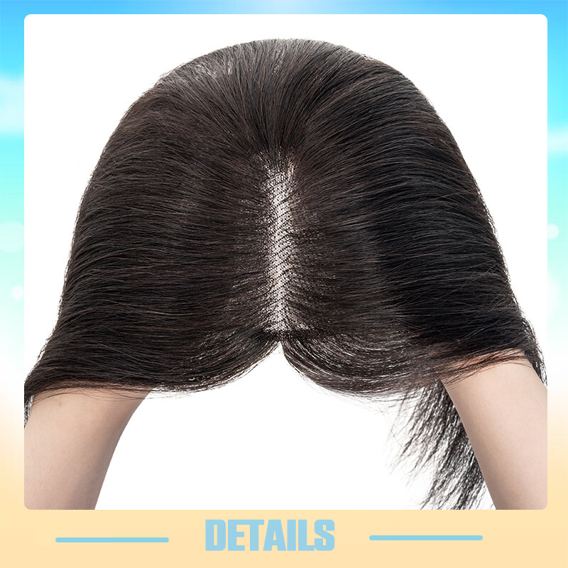 Free Part Full Lace Topper Hairpiece Clip in 100% Remy Human Hair Piece Toupee