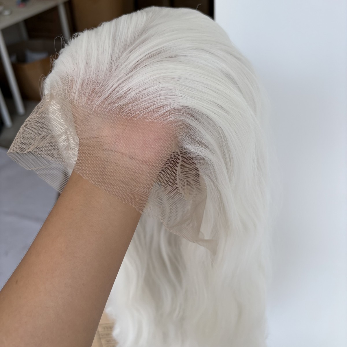 Long Wavy T Lace Frontal Wig Heat Resistant Synthetic Hair White Natural Layered
