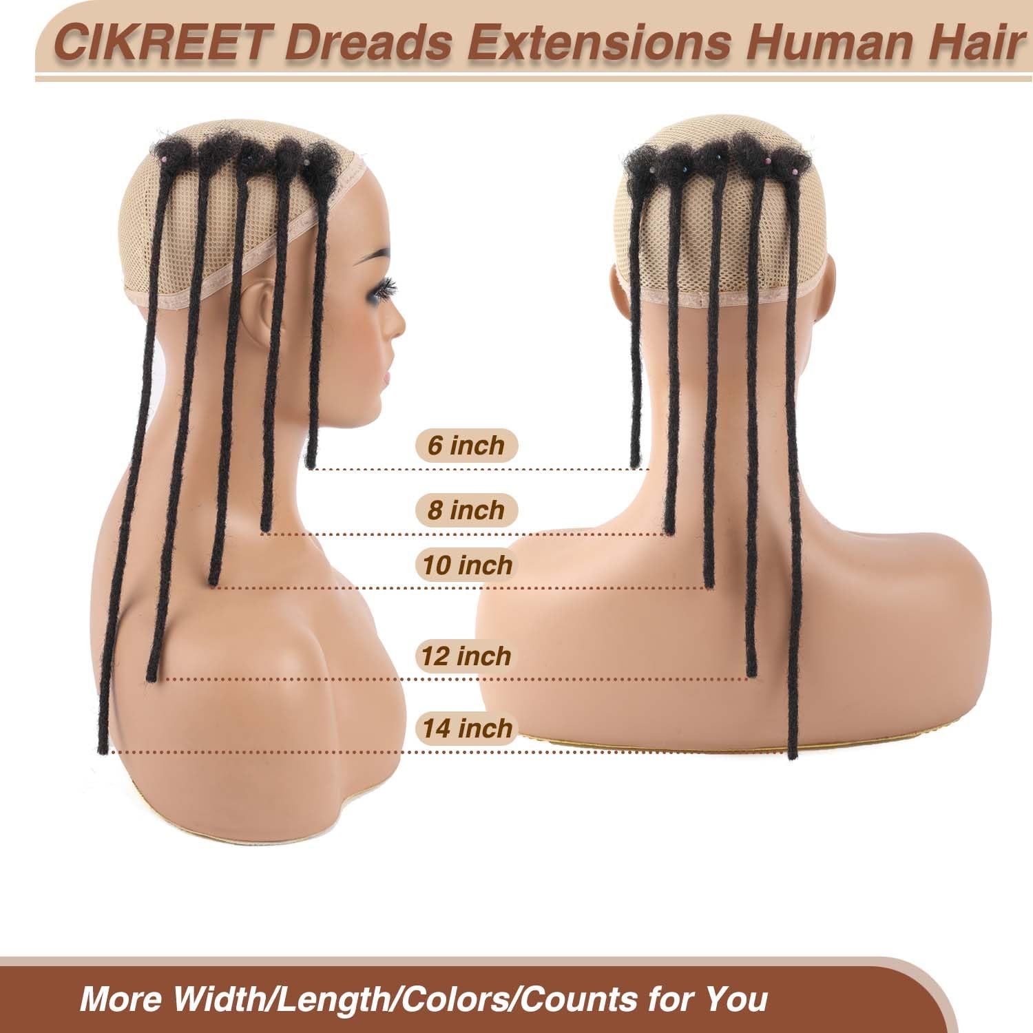 Cikreet 6 Inch Loc Extensions Human Hair 60 Strands Short Dread Extensions