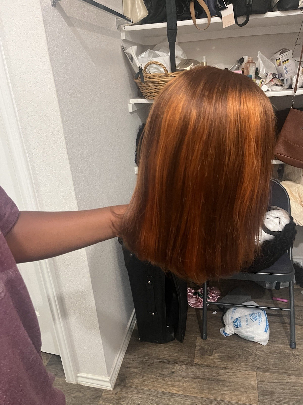 Lace Front Straight Bob Wig for Women Medium Brown & Honey Blonde Highlights