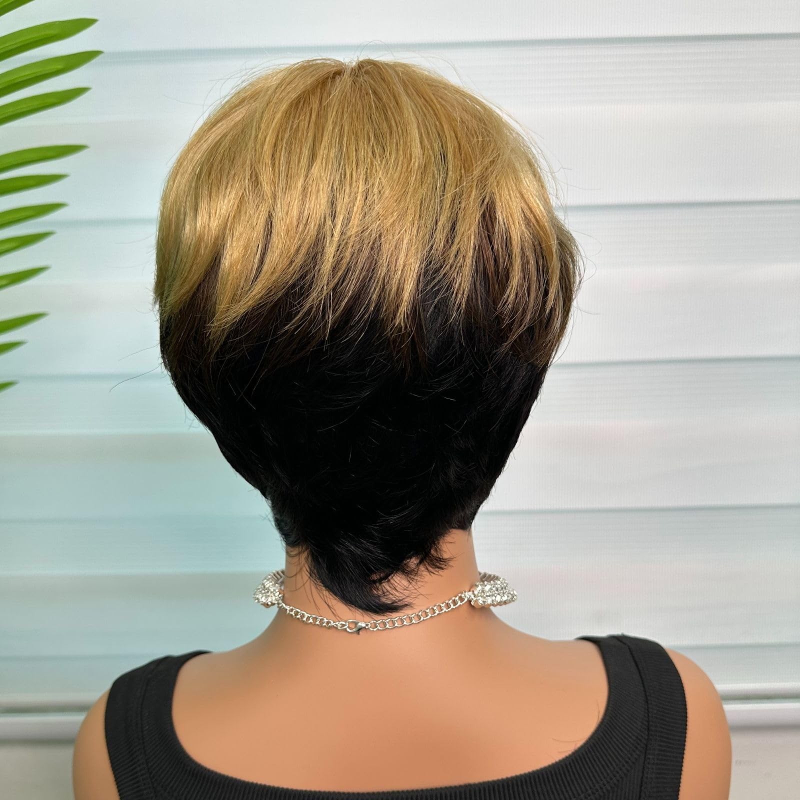 showreal 1B/4/27 Ombre Blonde Color Pixie Cut for Women Medium, 0502-1B/4/27