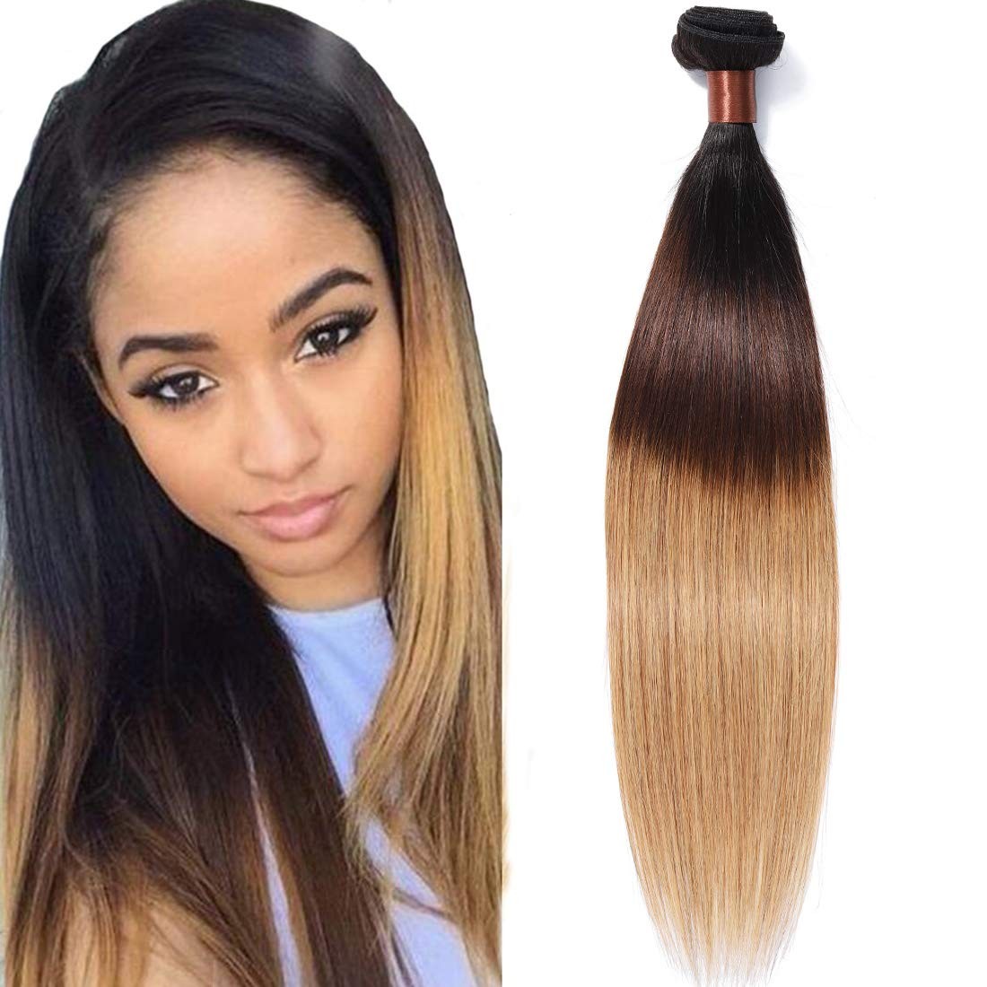 Cranberry Brazilian Ombre Virgin Human Hair Bundle – Straight Ombre Hair, 22inch