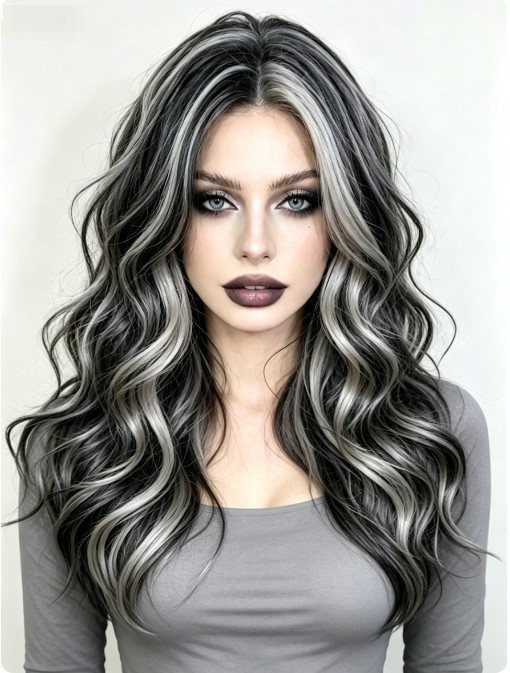 14in Salt and Pepper Highlight Human Hair Lace Front Wigs 13×4 Wavy Wigs 23.5cap