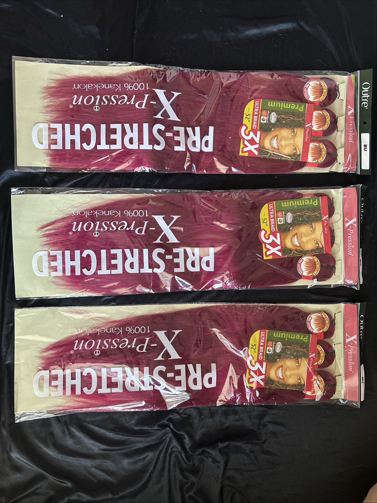 Outre 3x Xpression Pre-Stretched Braid 52in Burgundy