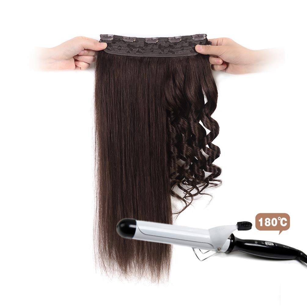 100% Real Human Hair Clip-In Extensions – 14″ Dark Brown, 70g, Full Head Coverag