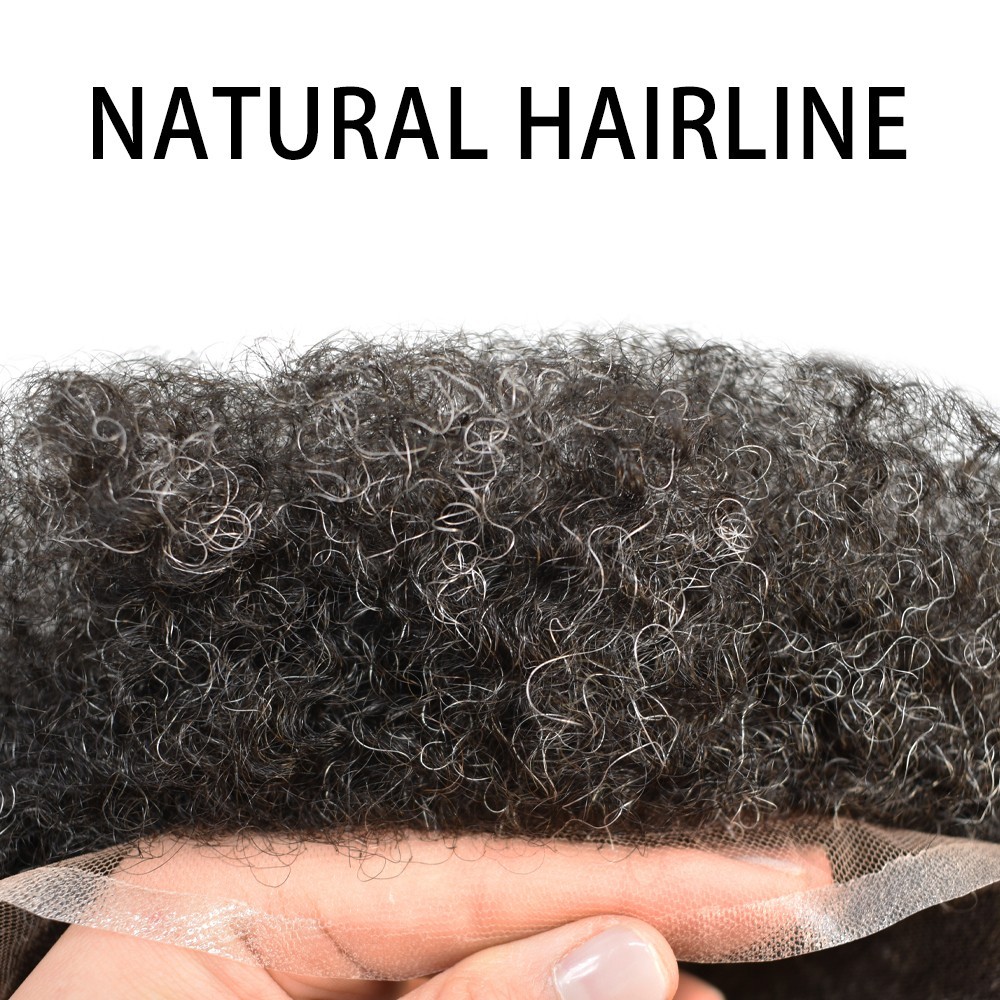 US SALE Afro Curly Black Men Toupee Full Lace Human Hairpiece Kinky Curly