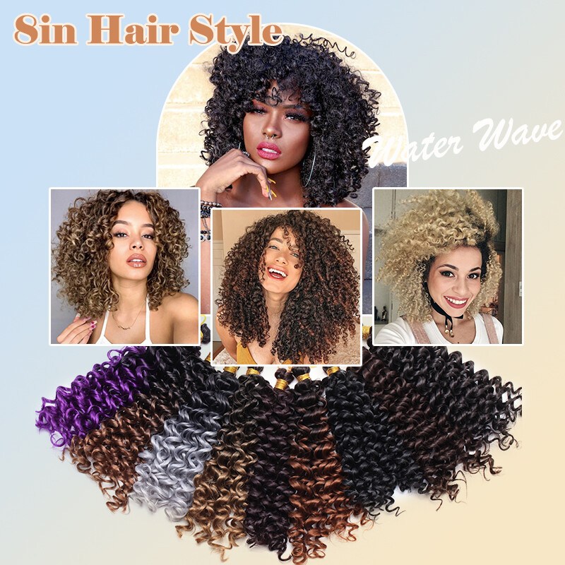 Natural Water Wave Crochet Braids Black Deep Curly Hair Extensions As Real Human