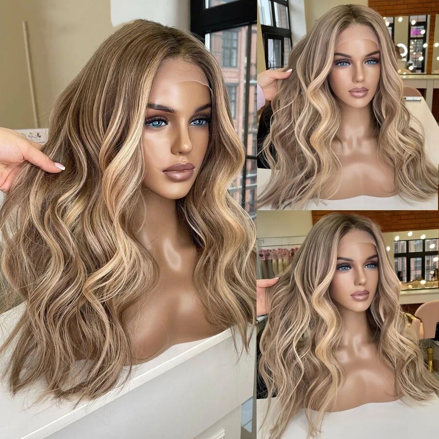 Highlight Ash Blonde Body Wave Remy Human Hair for Women 13×4 Lace Front Wig