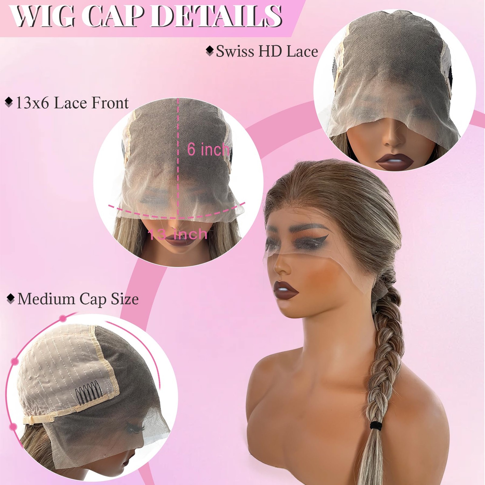 Valiilo Ash Brown Human Hair Wig 13X6 Ombre Highlight Ash Blonde 180 Density