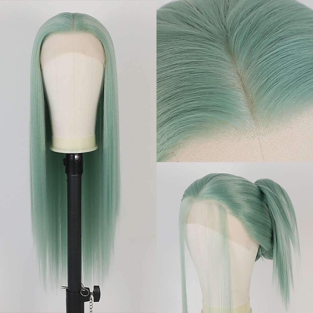 Light Green Long Straight Hair 13×4 Lace Front Wigs Pre Plucked Natural Hairline