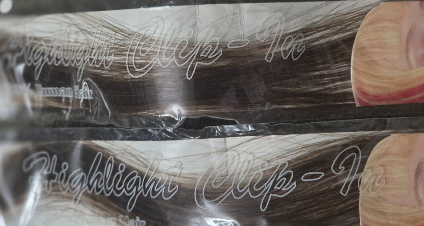 LORD & CLIFF # 6 Highlight Clip-In 100% Human Hair 18″ Med. Chestnut Brown 2 pcs