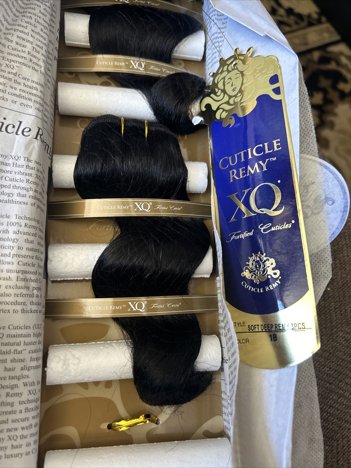 XQ Cuticle Remy 100% human hair weave Soft Deep remy 2pc Color 1B