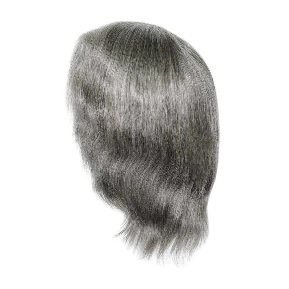 Mens Human Hair Wigs Full Thin Skin Wigs Human Hair System Medium Size 6” #1B65