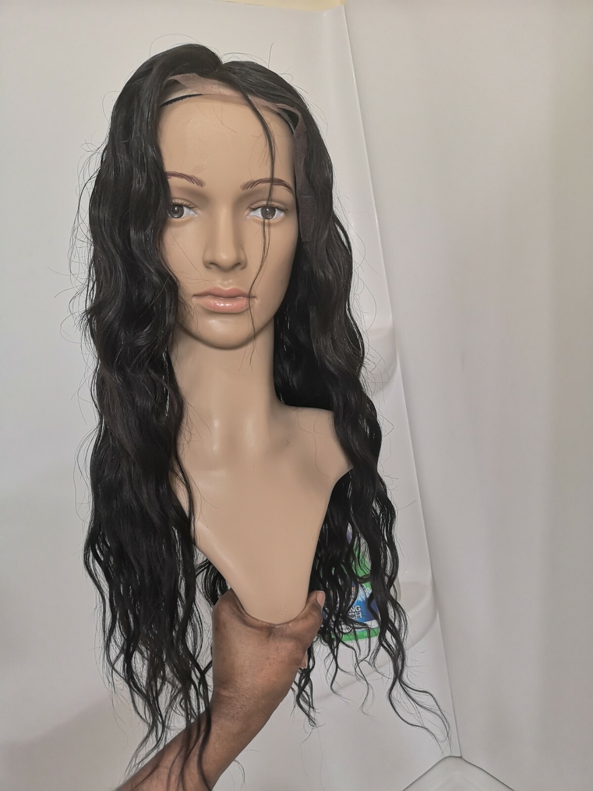 Custom High Quality Sexy 24” Virgin Human Hair Front Lace Wig 1B