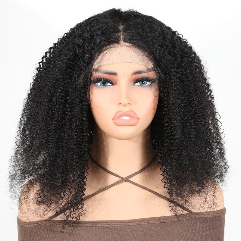 Afro Kinky Curly Human Hair Wig for Black Women 13X4T Lace Front Wigs Side Part