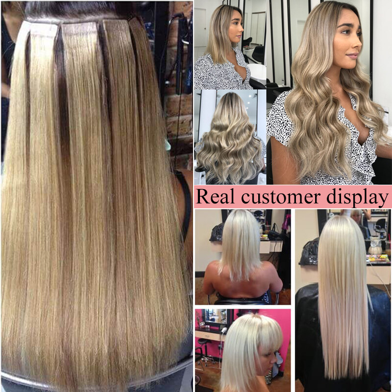 8A Thick 10-60pcs Tape in Russian Remy Human Hair Extensions Skin Weft Full Head