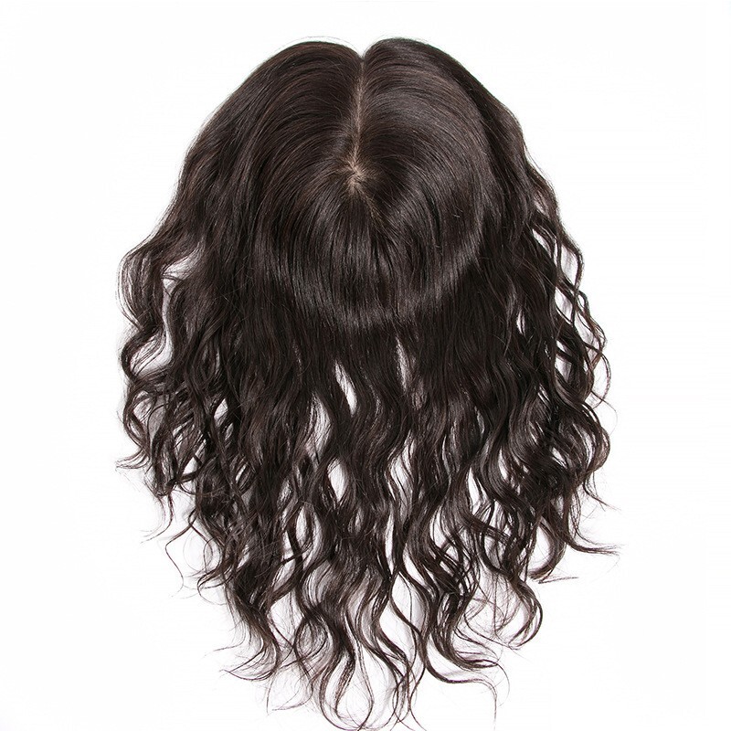 Dark Brown Silk Base Topper Human Hair Women Silk Top Hair Piece for Hair Loss