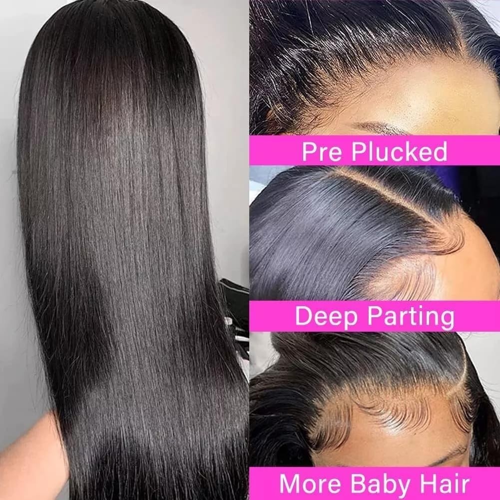 Glueless Wigs Human Hair Pre Plucked Pre Cut 4×4 HD Lace Closure Wigs Straight
