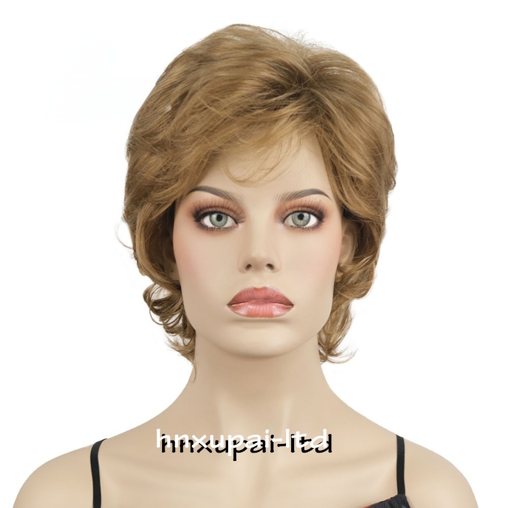 10 Inch Short Women Curly Wavy Bob Wig Fluffy Dark Blonde Hair Cosplay Casual US