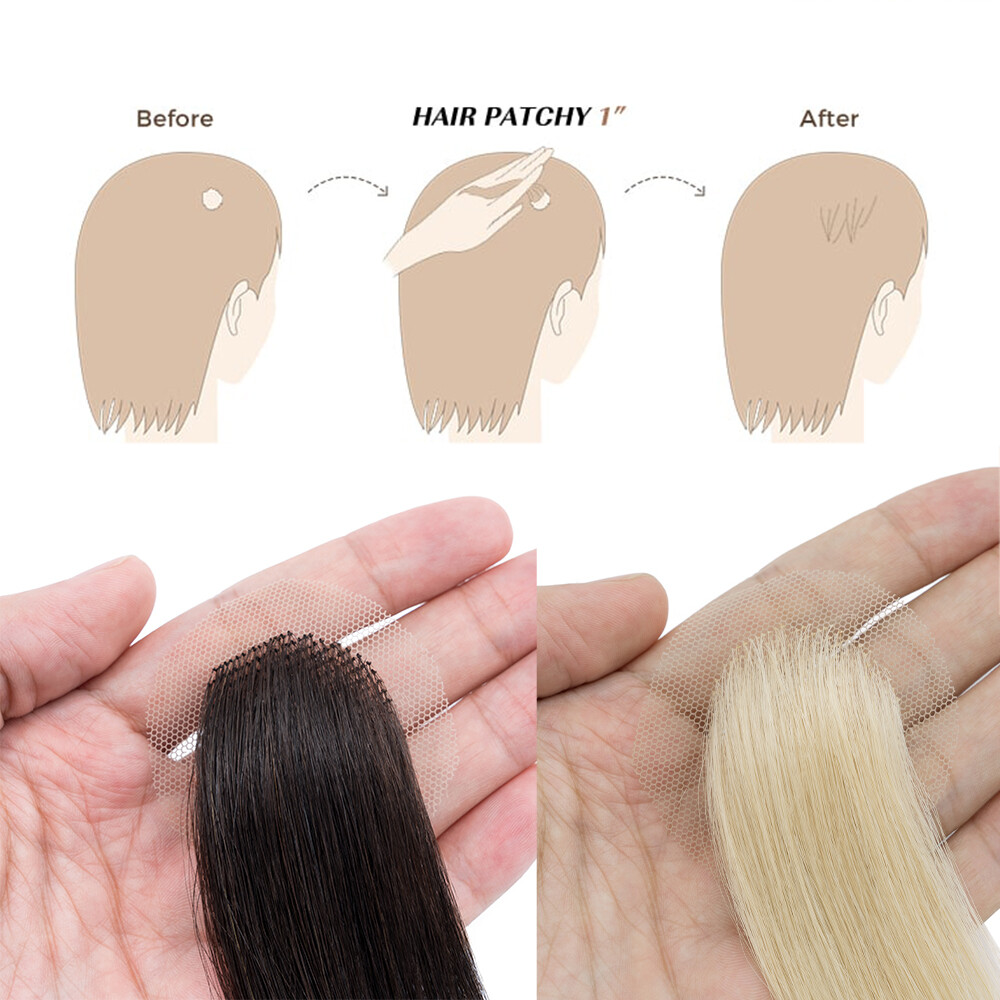 Full Lace Cover-up Tape Human Hair Patches Hairpiece for Alopecia Areata 8″ 18″