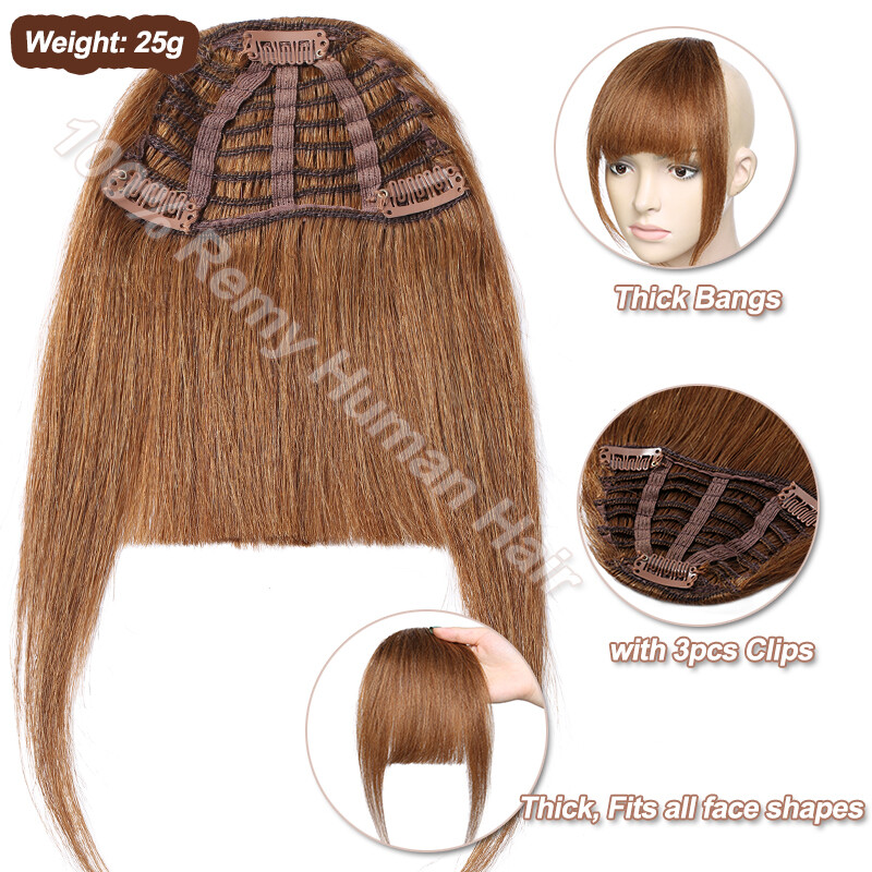 Thin/Thick Fringe Bangs Clip In 100% Remy Human Hair Extensions Hairpiece Topper