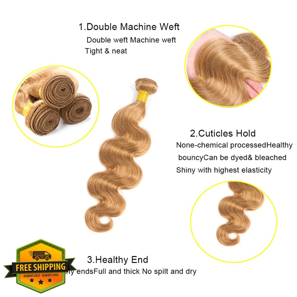 Shoaiye Honey Blonde #27 Body Wave 24 26 28 Inch Bundles