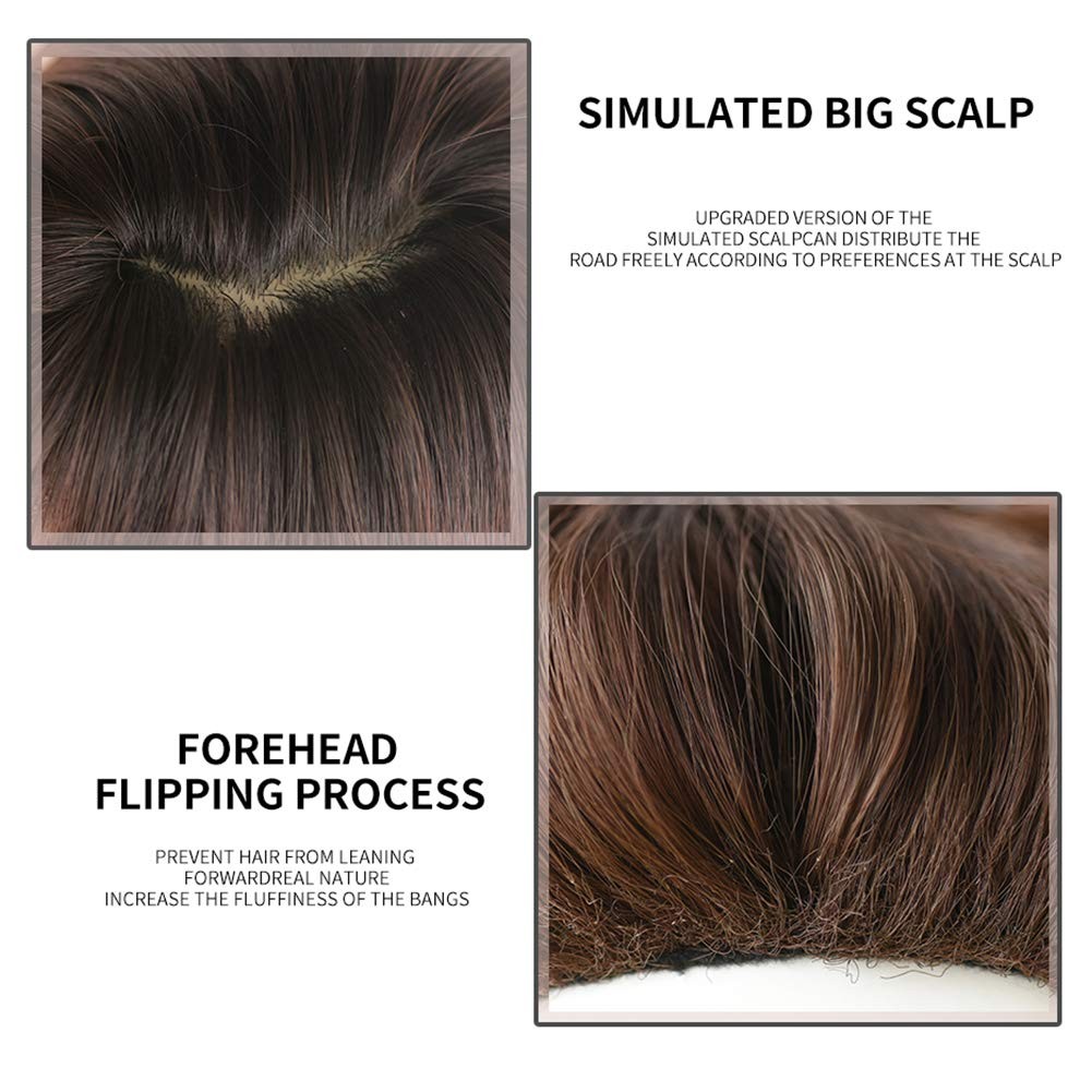 Long Black Straight Hair Wig with Bangs Synthetic High Density Long Hair Wig …