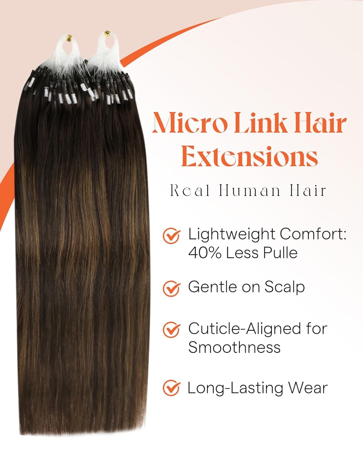 Sunny MICROLINK 14in Dark Brown Balayage Hair Extensions – ML_2-2-6_14_50G3