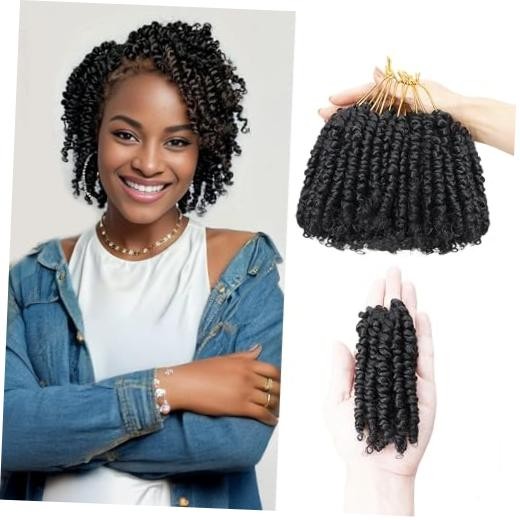 4 Inch 7 Packs Super Short Passion Twist Crochet Hair for 4 Inch (Pack of 7) 1B