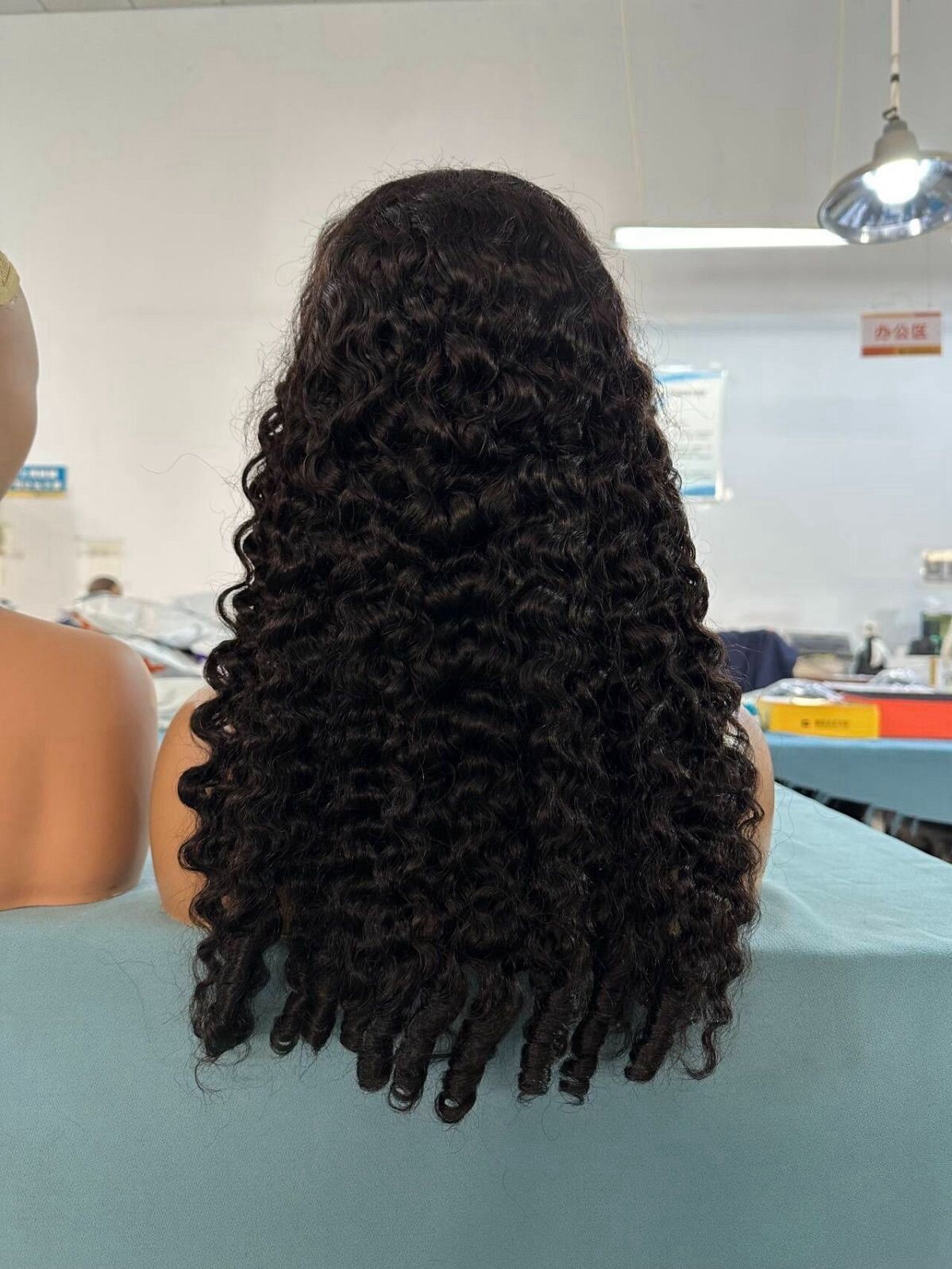 Black Curly Hair Wig Middle Part Curly Texture for Women Adult